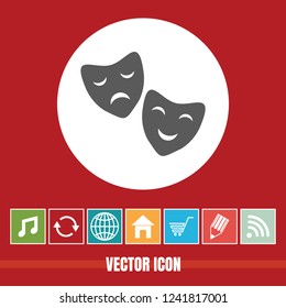 very Useful Vector Icon Of Theater Mask with Bonus Icons Very Useful For Mobile App, Software & Web