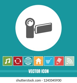 Very Useful Vector Icon Of Video Camera with Bonus Icons. Very Useful For Mobile App, Software & Web.