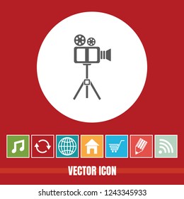 Very Useful Vector Icon Of Video Camera with Bonus Icons. Very Useful For Mobile App, Software & Web.