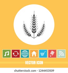 Very Useful Vector Icon Of Wheat Ear with Bonus Icons. Very Useful For Mobile App, Software & Web.