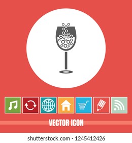 Very Useful Vector Icon Of Wine Glass with Bonus Icons. Very Useful For Mobile App, Software & Web.