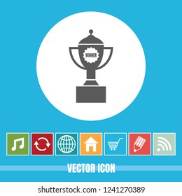 very Useful Vector Icon Of Winning Trophy with Bonus Icons Very Useful For Mobile App, Software & Web