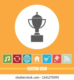 very Useful Vector Icon Of Winning Trophy with Bonus Icons Very Useful For Mobile App, Software & Web