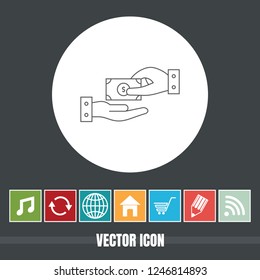 Very Useful Vector Line Icon Of Money Loan with Bonus Icons. Very Useful For Mobile App, Software & Web.