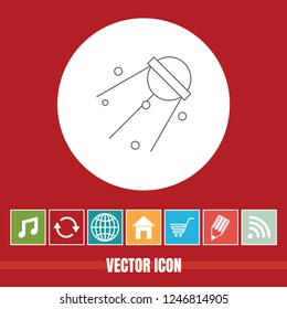 Very Useful Vector Line Icon Of Sputnik with Bonus Icons. Very Useful For Mobile App, Software & Web.