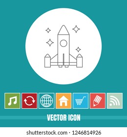 Very Useful Vector Line Icon Of Rocket with Bonus Icons. Very Useful For Mobile App, Software & Web.