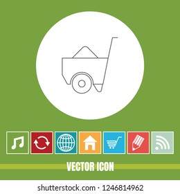 Very Useful Vector Line Icon Of Utility Cart with Bonus Icons. Very Useful For Mobile App, Software & Web.
