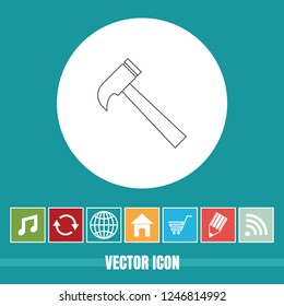 Very Useful Vector Line Icon Of Hammer with Bonus Icons. Very Useful For Mobile App, Software & Web.