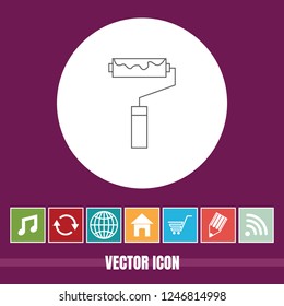 Very Useful Vector Line Icon Of Paint Brush with Bonus Icons. Very Useful For Mobile App, Software & Web.