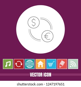 Very Useful Vector Line Icon Of Money Exchange with Bonus Icons. Very Useful For Mobile App, Software & Web.