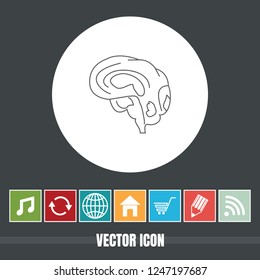Very Useful Vector Line Icon Of Brain with Bonus Icons. Very Useful For Mobile App, Software & Web.