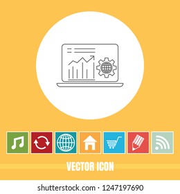 Very Useful Vector Line Icon Of Market Status with Bonus Icons. Very Useful For Mobile App, Software & Web.