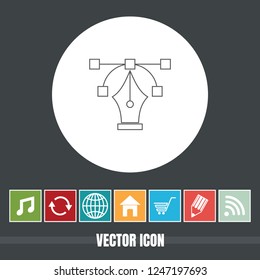 Very Useful Vector Line Icon Of Pen Tool with Bonus Icons. Very Useful For Mobile App, Software & Web.