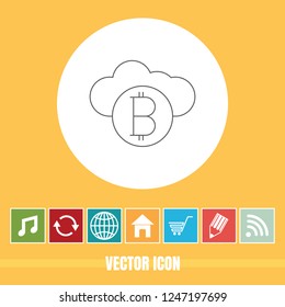 Very Useful Vector Line Icon Of Bit Coin with Bonus Icons. Very Useful For Mobile App, Software & Web.