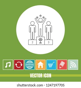 Very Useful Vector Line Icon Of Winner with Bonus Icons. Very Useful For Mobile App, Software & Web.