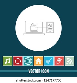 Very Useful Vector Line Icon Of File Transfer with Bonus Icons. Very Useful For Mobile App, Software & Web.