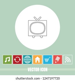 Very Useful Vector Line Icon Of Television with Bonus Icons. Very Useful For Mobile App, Software & Web.