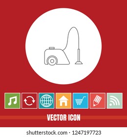 Very Useful Vector Line Icon Of Vacuum Cleaner with Bonus Icons. Very Useful For Mobile App, Software & Web.