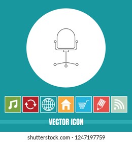 Very Useful Vector Line Icon Of Office Chair with Bonus Icons. Very Useful For Mobile App, Software & Web.