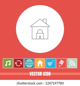 Very Useful Vector Line Icon Of Secure Home with Bonus Icons. Very Useful For Mobile App, Software & Web.