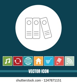 Very Useful Vector Line Icon Of Binders with Bonus Icons. Very Useful For Mobile App, Software & Web.