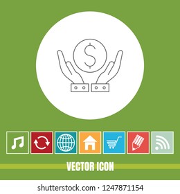 Very Useful Vector Line Icon Of Save Money with Bonus Icons. Very Useful For Mobile App, Software & Web.