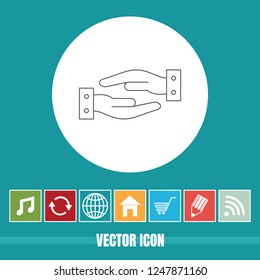 Very Useful Vector Line Icon Of Helping Hand with Bonus Icons. Very Useful For Mobile App, Software & Web.