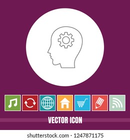 Very Useful Vector Line Icon Of Mind Setting with Bonus Icons. Very Useful For Mobile App, Software & Web.