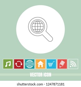 Very Useful Vector Line Icon Of Search Global with Bonus Icons. Very Useful For Mobile App, Software & Web.