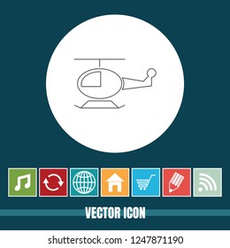 Very Useful Vector Line Icon Of Helicopter with Bonus Icons. Very Useful For Mobile App, Software & Web.