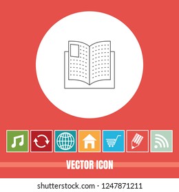Very Useful Vector Line Icon Of Open Book with Bonus Icons. Very Useful For Mobile App, Software & Web.
