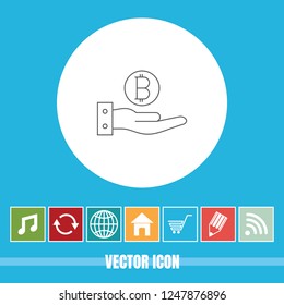 Very Useful Vector Line Icon Of Bit Coin with Bonus Icons. Very Useful For Mobile App, Software & Web.