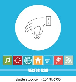 Very Useful Vector Line Icon Of Bit Coin with Bonus Icons. Very Useful For Mobile App, Software & Web.