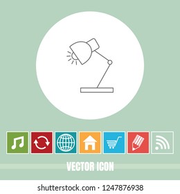 Very Useful Vector Line Icon Of Table Lamp with Bonus Icons. Very Useful For Mobile App, Software & Web.