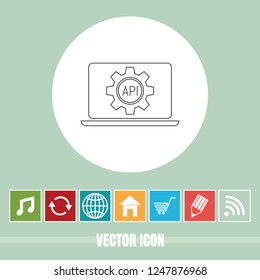 Very Useful Vector Line Icon Of API with Bonus Icons. Very Useful For Mobile App, Software & Web.
