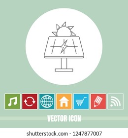 Very Useful Vector Line Icon Of Solar Panel with Bonus Icons. Very Useful For Mobile App, Software & Web.