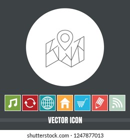 Very Useful Vector Line Icon Of Map Pointer with Bonus Icons. Very Useful For Mobile App, Software & Web.