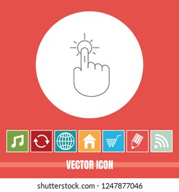Very Useful Vector Line Icon Of Touch Screen with Bonus Icons. Very Useful For Mobile App, Software & Web.
