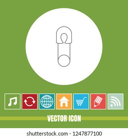 Very Useful Vector Line Icon Of Baby Pin with Bonus Icons. Very Useful For Mobile App, Software & Web.