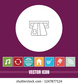 Very Useful Vector Line Icon Of ATM with Bonus Icons. Very Useful For Mobile App, Software & Web.