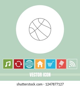 Very Useful Vector Line Icon Of Basketball with Bonus Icons. Very Useful For Mobile App, Software & Web.