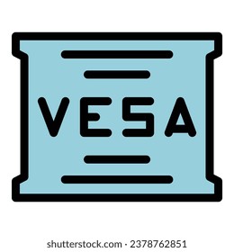 Vesa metal icon outline vector. Tv mount. Monitor control color flat