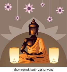 vesak buddha celebration with lanterns