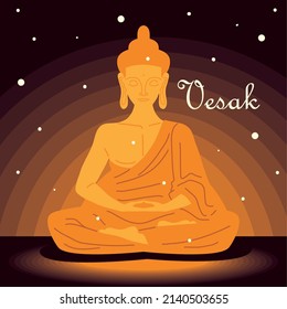 vesak buddha statue celebration card