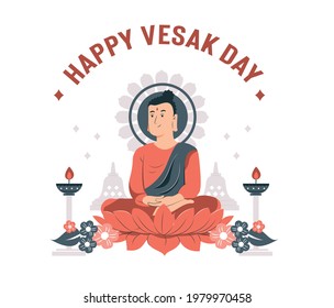 Vesak day with the background of buddha and temple