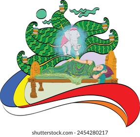 Hintergrund des Vesak Day. Vesak Creative Concept für Card oder Banner. Der Vesak-Tag ist ein heiliger Tag für Buddhisten. Einen schönen Buddha-Tag. Siddhartha Gautama. Vektorillustration-Design