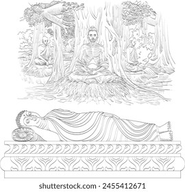 Vesak Day background. Vesak Creative Concept for Card or Banner. Vesak Day is a holy day for Buddhists. Happy Buddha Day. Siddhartha Gautama. Vector Illustration design.