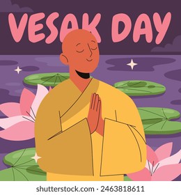 Vesak Day background. Happy Vesak day Celebration. Holy Day For Buddhists. Happy Buddha Day. Siddhartha Gautama. Vector Illustration design for poster, Banner, Greeting, Card. May 23. May 23rd.