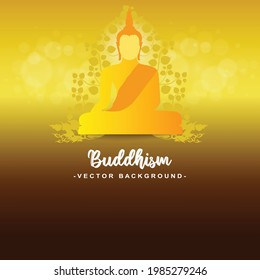 Vesak Day banner with the silhouette of Buddha statue and decorative vector background