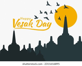 Vesak Day y Buddha Day Creative Concept Design Ilustración vectorial para tarjetas de felicitación o banner 